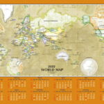地図カレンダー 2022　　【2022年版、B2サイズ　英語版世界地図カレンダー】
